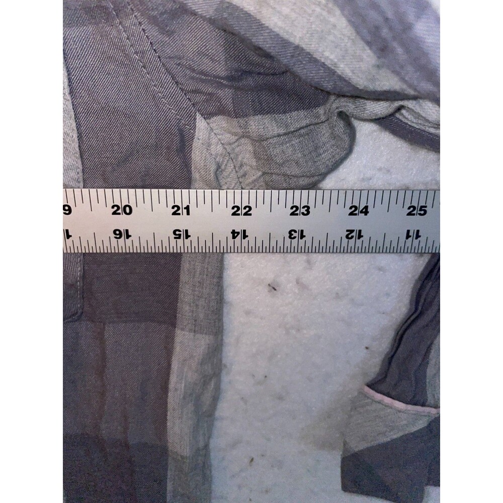 Victoria Secret Sleep Shirt Flannel long gown womens L Gray plaid Button Front - Picture 6 of 7